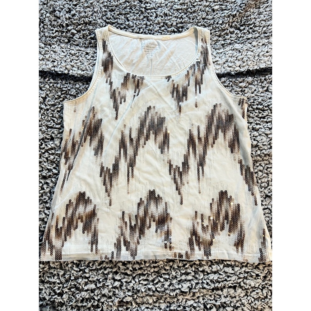 Additions by Chico's Women's Sequin Tank Top Size 0‎ /Small.